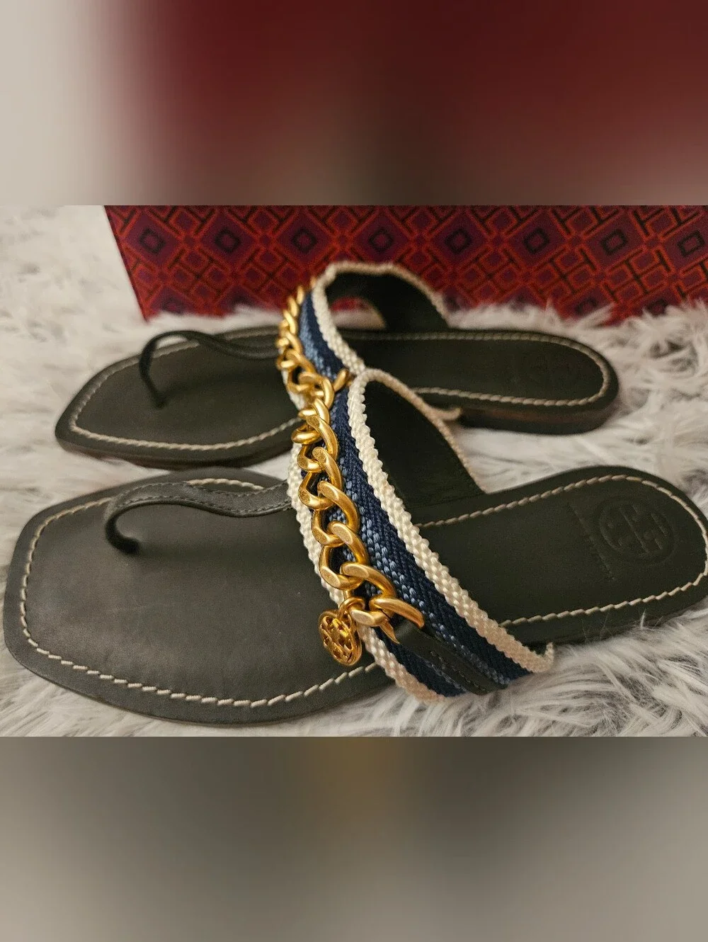 Tory Burch Mini Benton Chain Band Sandals | Size 5.5 | NWT